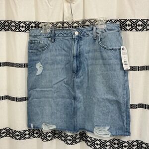 Distressed Denim Skirt Raw Hem Mini Jean Skirt Women's